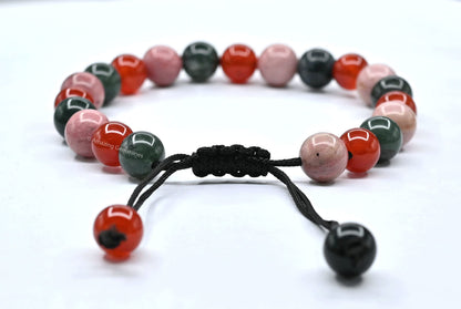 Amazing Gemstone Immunity Manifestation Bracelet - Carnelian Rhodonite Moss Agate Bracelet Set for Men Women Healing Calming Anxiety Stress Relief Gifts Pulseras Para Hombres Mujer Stocking Stuffers