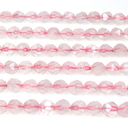 MJDCB Best Sellers Natural Stone Beads Faceted Polygon Rose Quartz Crystal Energy Stone Healing Power for Jewelry Making(8mm)