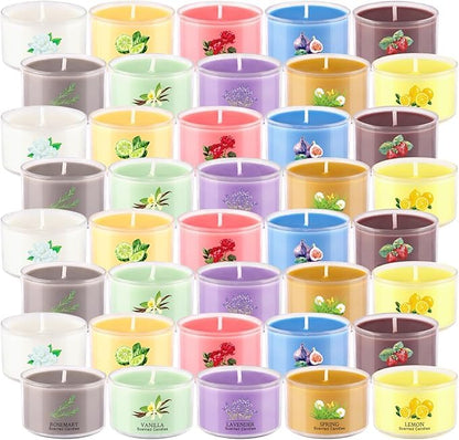 AYIQIW 40 Pack Scented Candle Set, 10 Fragrances, 35g Natural Soy Wax Candles with Smokeless Cotton Wicks, Ideal for Home Decor, Yoga, Meditation, Spa & Gifting.Mother's Day