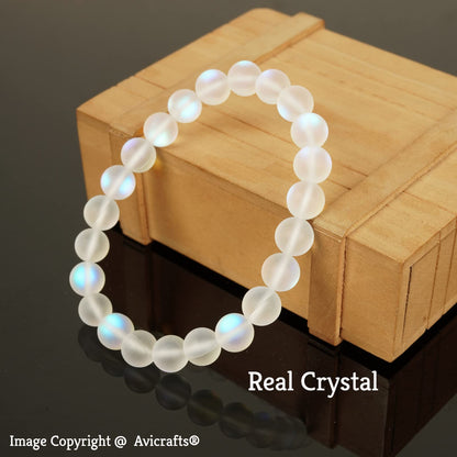 Avicrafts White Mystic Aura Quartz Bracelet, Mermaid, Crystal, Healing, Iridescent, Angel Aura Quartz Bracelet