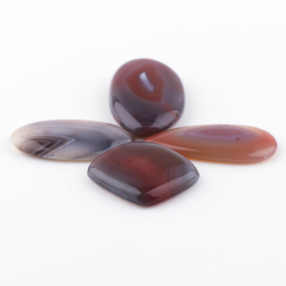 CRYSTALINES 4pcs Natural Botswana Agate Gemstones Cabochon Bulk Polished Stones DIY Jewelry Making Wholesale Assorted Loose Supply Healing Crystals Wire Wrapping Gem Collection