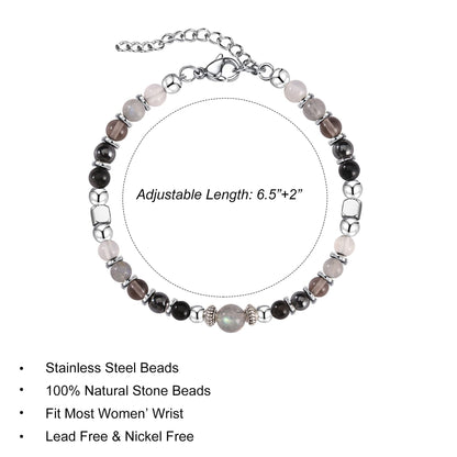Evil Eye Bracelets Protection Bracelet for Women, Moonstone Bracelet Jewelry with Energy Protection, Tourmaline Hematite Natural Healing Stone Bracelets Emotional Spiritual Hope Jewelry (P)