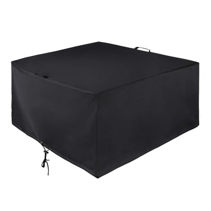Unicook Square Fire Pit Cover 38 Inch, Heavy Duty Waterproof Fire Table Cover, Outdoor Firepit Protector with Drawstring and Handles, All Weather Protection, Black