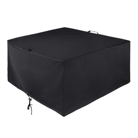 Unicook Square Fire Pit Cover 38 Inch, Heavy Duty Waterproof Fire Table Cover, Outdoor Firepit Protector with Drawstring and Handles, All Weather Protection, Black