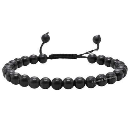 Amazing Gemstone Shungite Bracelet, Gifts For Men & Women - Protection Healing Crystal Bracelet - 6mm Gemstone Beaded Adjustable Bracelet, Pulseras Para Hombres Mujer Stocking Stuffers