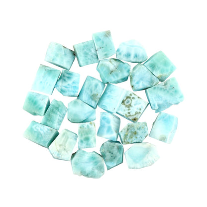 CRYSTALIS Wholesale 25pcs Natural Sea Blue Raw Larimar Pectolite, Loose Gemstone Bulk Rough Jewelry Making Supply, Chakra & Healing Raw Stones, Wire Wrapping, DIY, Gem Collection, 7-10mm