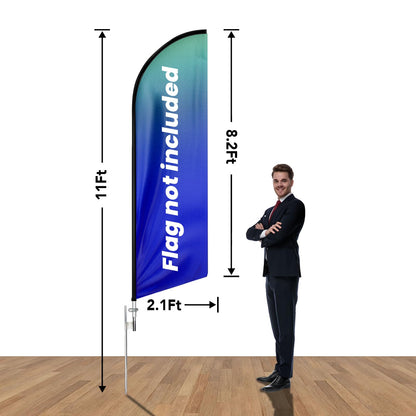 CUSTOMTREND Feather Flag Pole Kit Fits 8FT Swooper Flags, 11FT Tall Aluminum Flagpole Set with Heavy Duty Ground Spike for Business Advertising Flags Custom Feather Flag