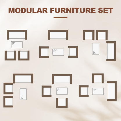 GarveeLife 4-Piece Patio Furniture Set, Rattan Outdoor Furniture with Upholstered Sofa, 2 Chairs & Coffee Table, Modern Conversation Bistro Set for Garden Backyard Porch (Gradient Brown and Beige)