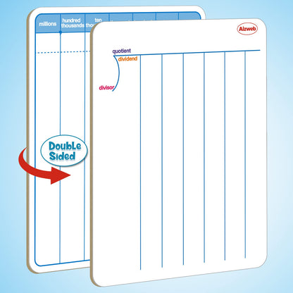 Dry Erase Long Division White Board,9 x 12 Multi-Digit Computation Double-Sided Dry Erase Board,Math Manipulatives Whiteboard for Students,Classroom and Home,Small White Board(Division)