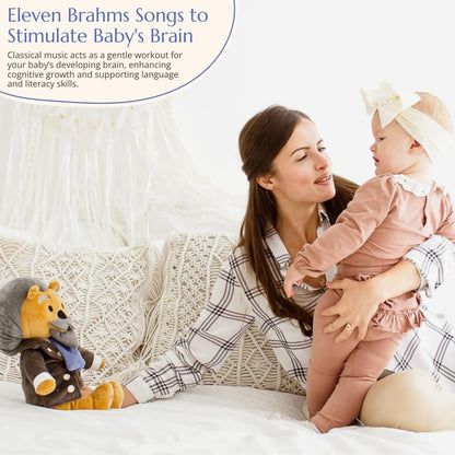 Brahms Virtuoso Bear – Dual-Mode Plush Toy with Music & Comfort Features, Plays 40 Mins of Classical Music & White Noise to Calm and Soothe Babies