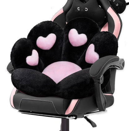 DOBUONO Cat Paw Cushion Kawaii Office Chair Cushion Comfy Plush Gaming Chair Cushion Kawaii Seat Cushion for Girl, Cute Gaming Accessories Room Bedroom Decorate 28"x 24" (Black)