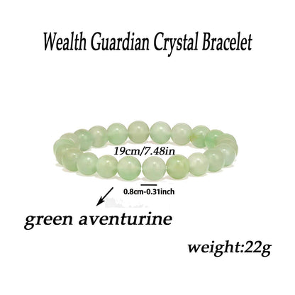 Adjustable Crystal Money Bracelets for Women Aventurine & Tiger-Eye Stone Beaded Bracelet Wealth Attraction Feng Shui Good Luck Elastic Bracelets Natural Healing Protection Jade Spiritual Jewelry (Green)