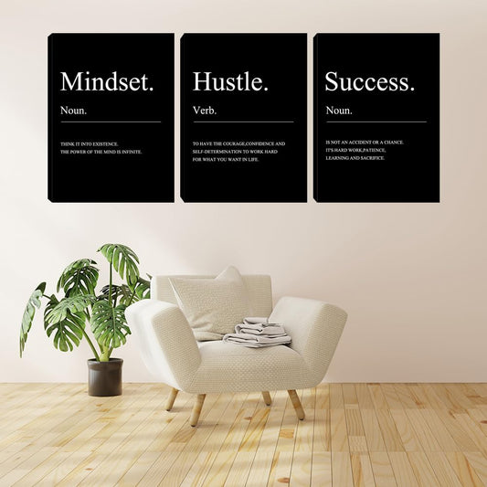 Motivational Wall Decor 3 Pieces Success Paintings Motivational Posters Prints Office Wall Decor Inspirational Canvas Wall Art Picture for Home Bedroom Living Room Decorations(36" Wx16 H)
