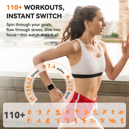 Smart Watch for Women(3 Bands), Smartwatch Fitness Tracker with Bluetooth Calls & AI Voice Control, 1.85’’ HD Screen, Heart Rate/SpO2 Monitor, Sleep Tracker, Compatible with Android iOS (Silver)