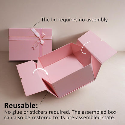 Pink Gift Box, 13"x10"x5" Large Gift Boxes, 2 Pack Foldable Gift Boxes with Lids for Presents, Versatile Empty Gift Box for Birthday, Anniversaries, Weddings, Any Occasion