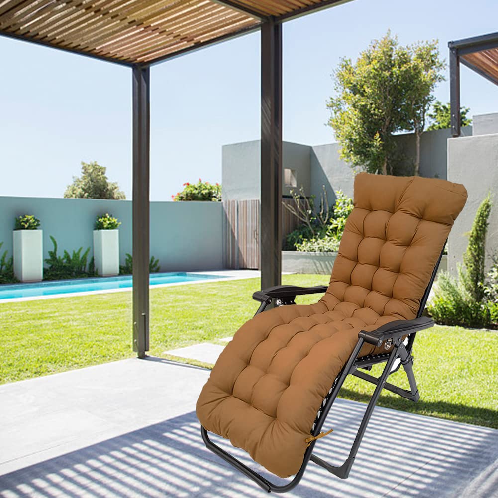 Shapeazy Sun Lounger Chair Cushions, 67-inch Lounge Chaise Cushion Sun Lounger Mattress with Non-Slip Back Elastic Sleeve for Garden Outdoor/Indoor/Sofa/Tatami/Car Seat/Bench (Coffee)