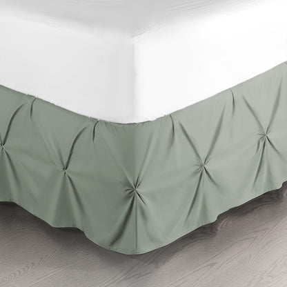 Nestl Sage Green Bed Skirt Queen Size, Pinch Pleat Queen Bed Skirt, 14" Inch Drop Queen Bedskirt, Hotel Quality Sage Green Bed Skirts, Microfiber Bedskirt for Queen Bed, Sage Green Queen Bed Skirt