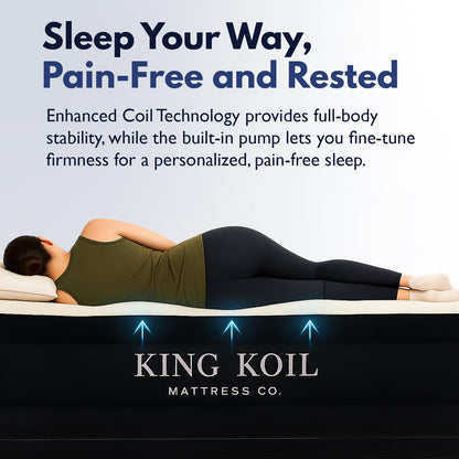 King Koil Luxury Twin Air Mattress with Built in Pump, 20” Double High Twin Size Premium Airbed, Inflatable Blow Up Mattress, Waterproof, 1-Year Warranty