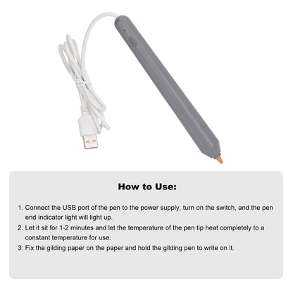 Heat Foil Pen, USB Powered Hot Foil Pen with 4 Size Metal Tips, Multipurpose Hot Foil Embossing Stamping Pen Drawing Pen for DIY Craft Embossing Card Making Scrapbooking Tool