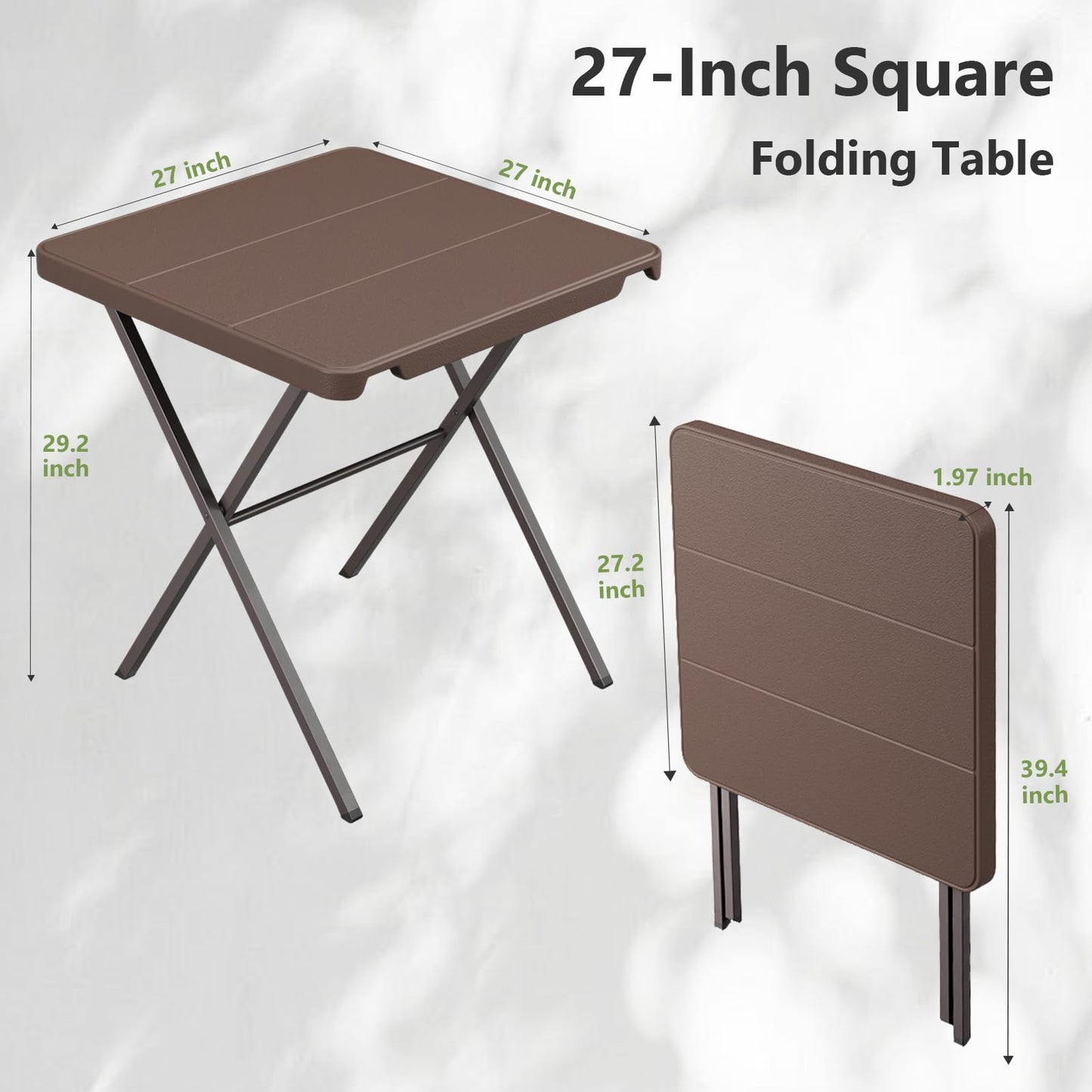 FurniEdge Folding Table 2 Pack, Portable Square Foldable Table No Assembly, Heavy Duty Steel Frame Indoor Outdoor Camping Patio Table, Picnic Card Table for Backyard, RV, Small Spaces