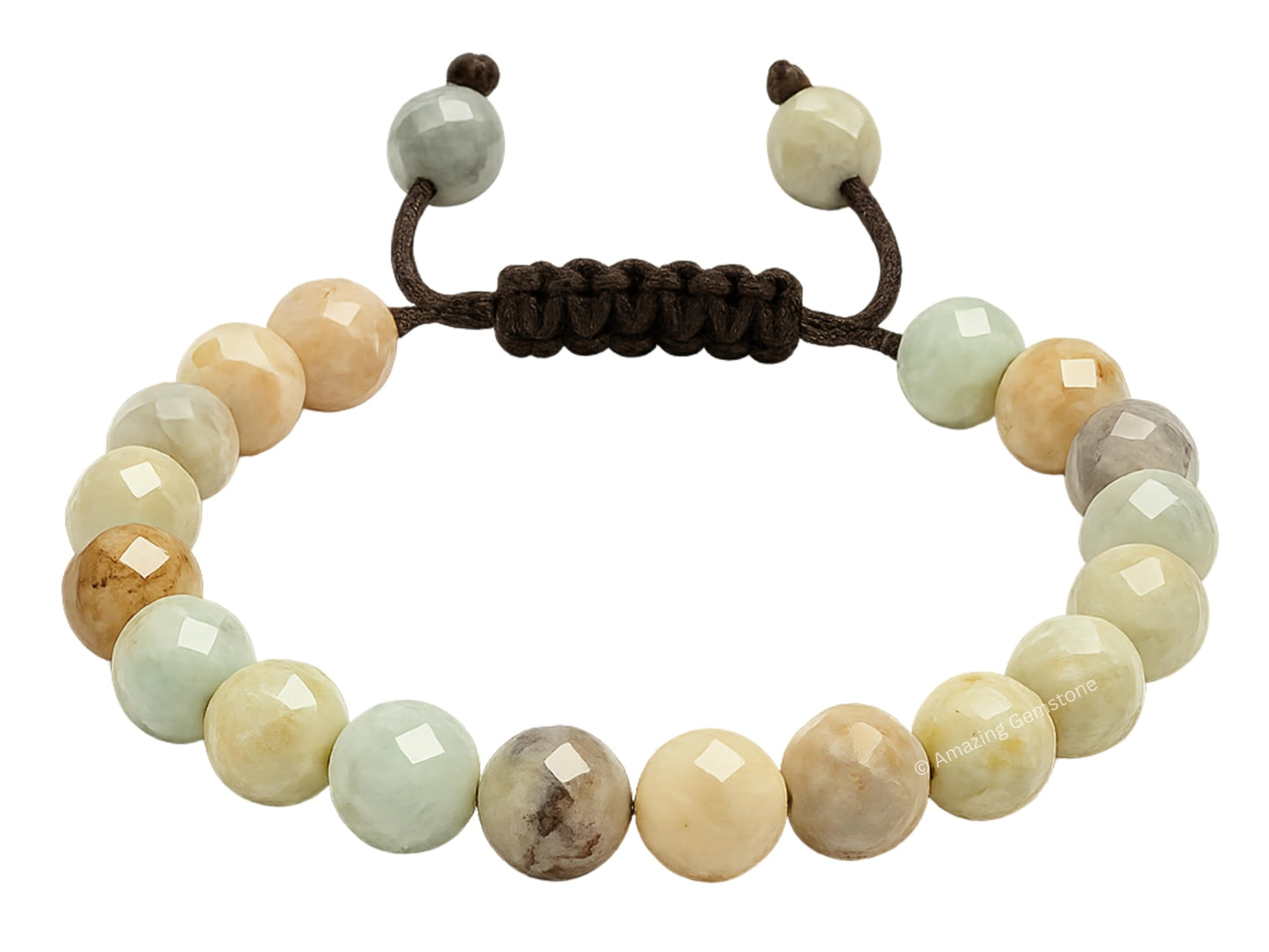 Amazing Gemstone Mexican Amazonite Bracelet for Women - Chakra Mens Bracelet Protection Crystals&Healing Stones - Blessing Bracelet Spiritual Meditation Gift (Faceted Beaded Bracelet, Adjustable)