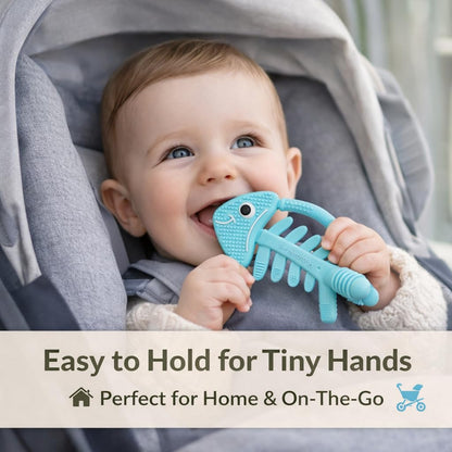 3 in 1 Infant Toys, Baby Teething Toys 3–6 6–12 Months, Teethers for Babies 0–3–6–12 Months for Teething Relief, Baby Gift, Baby Teether Toys, Silicone Sensory Toys,USA Patent Pending, Fish Turquoise