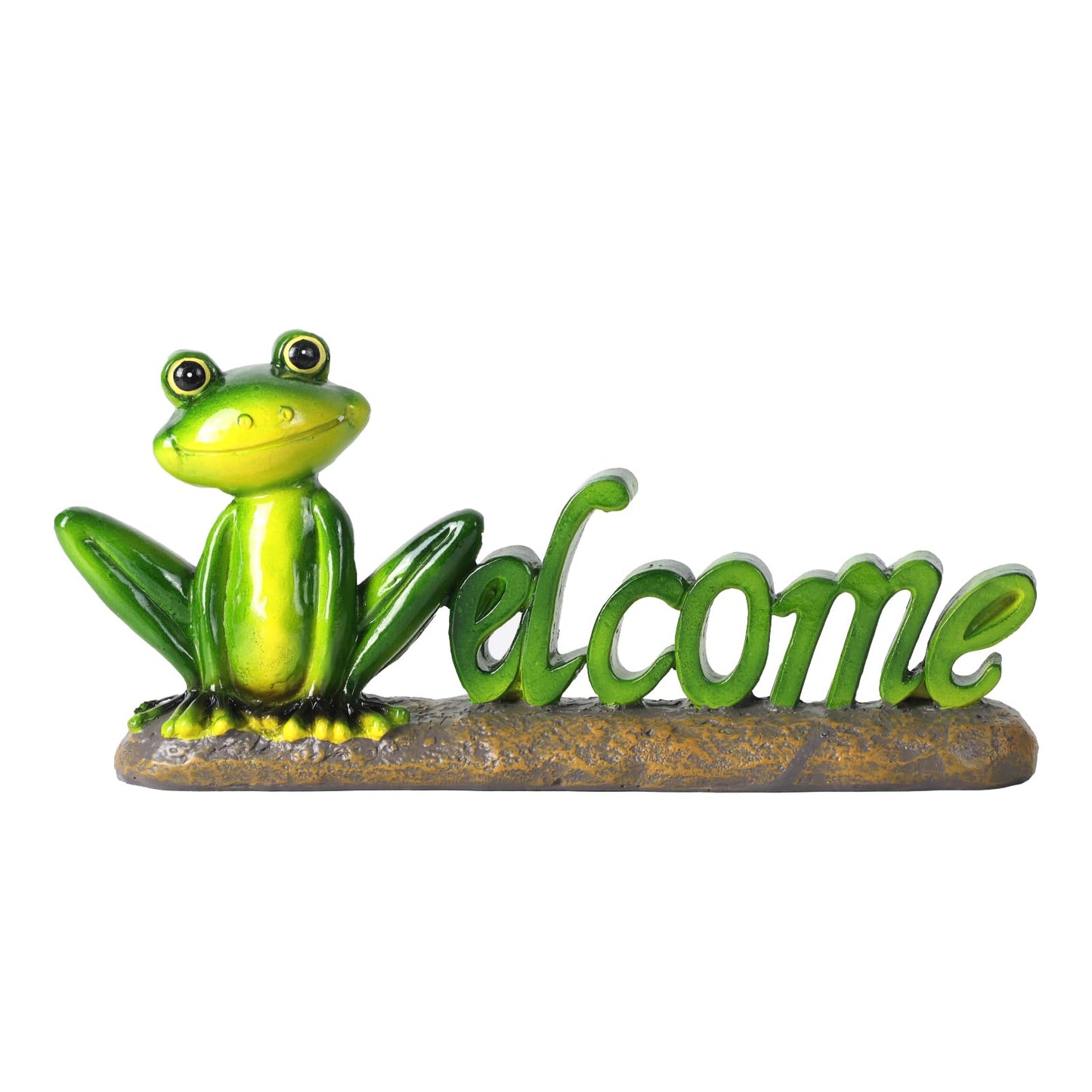 feliend Frog Welcome Statue Outdoor,Resin Creative Decoration,Garden Entryway Decor,Cute Personalized Home Front Porch