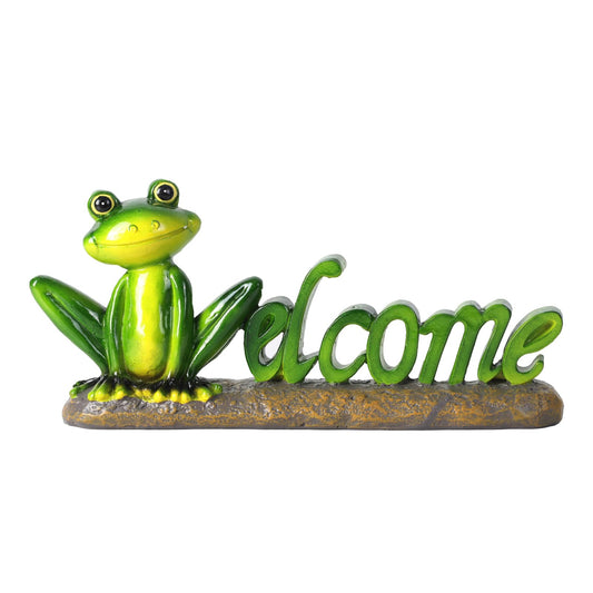 feliend Frog Welcome Statue Outdoor,Resin Creative Decoration,Garden Entryway Decor,Cute Personalized Home Front Porch