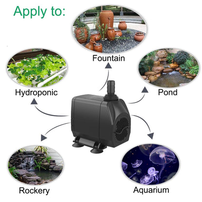 Knifel Submersible Water Pump, Ultra Quiet 660GPH (2500L/H 45W) Fountain Pump with Over Heating Protection 8.2ft High Lift, Pond Pump for Fish Tank, Pond, Aquarium, Statuary, Hydroponics
