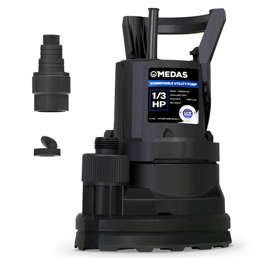 MEDAS Portable Sump Pump for Swimming Pool, Garden Pond, Basement Water Removal with 10ft Power Cord 1/3HP