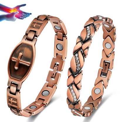 Vicmag 2PCS Copper Magnetic Bracelets for Women 100% Solid Pure Copper Bracelets with Gift Box & Adjust Tool