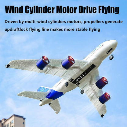 FANXMF RC Airbus 747 A380 2.4G Remote Control Electric Plane Four Motor RC Airplane Toy RC Airliner with LED Lights Drop Resistant Aircraft 2 Batteries EPP Airplane for Beginners Kids Gifts (A-380)