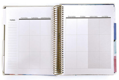 Paper House Productions 12 Month Undated 9.5" Planner with Month and Event Flag Stickers - Watercolor Flora