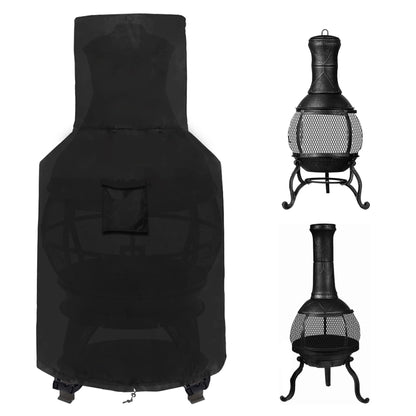 WOMACO Chiminea Cover Waterproof Patio Chiminea Fire Pit Cover Heavy Duty Weather Resistant Outdoor Chimney Protective Cover (25" D x 50" H, Black)