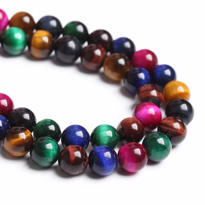6mm 60PCS Colorful Tiger Eye Natural Stone Beads Crystal Spacer Loose Beads for Jewelry Making DIY Bracelet 1 Strand 15 inches