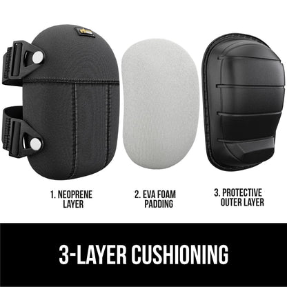 GORILLA GRIP Knee Pads for Work, All Day Comfort Gel Cushion and Soft Foam for Men and Women, Slip Resistant Heavy Duty Hard Cap, Adjustable Straps for Flooring, Construction and Gardening, Black