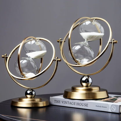 Brass Hourglass 60 Minute Sand Clock Timer:720° Rotating Antique White Sand Watch 60 Min,Antiguo Reloj De Arena 1 Hora,Large Metal One Hour Glass Sandglass for Office Desk Home Wedding Gift Decorative