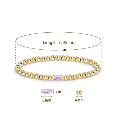 Free bird Pink Bracelets for Women 14K Gold Plated Birthstone Stacking Bracelets for Women Handmade Stretch Pink October Birthstone Bracelet Jewelry for Birthday Gift