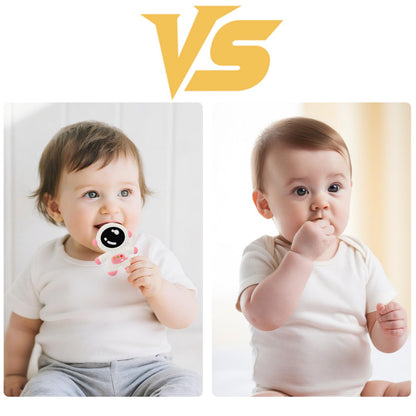 Cuxnoo Baby Teething Spaceman Toy for 3+ Months Infants Sucking, Food Grade Silicon Astronaut Styling Teether, BPA Free (4 in 1 Pack)