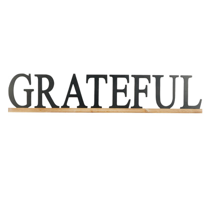 Deco 79 Wood Sign Home Wall Decor Grateful Wall Sculpture, Wall Art 48" x 1" x 10", Black