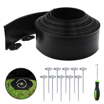 Landscape Edging Kit LOLEDE– 33FT Flexible Paver Edging, 4" Tall Lawn Border with 30 Rust-Resistant Stakes – Ideal for Flower Beds, Lawns, Driveways, and Gardens