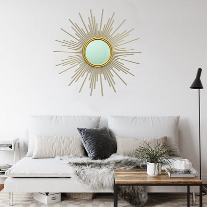 MAIKAILUN 24'' Gold Sunburst Wall Mirror Boho Home Decor Mordern Round Hanging Wall Art for Living Room/Bedroom/Bathroom/Entryway