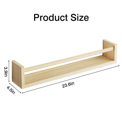 Fixwal Nursery Book Shelves, 23.6 Inch Floating Bookshelves for Wall Set of 4, Baby Nursery & Playroom Decor, Solid Wood Wall Mounted Shelves for Books and Toys Storage (Natural Wood)