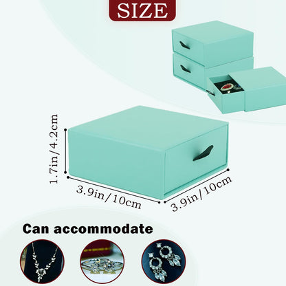 Nsmykhg Jewelry Gift Box Velvet-Lined,12 Pack Compact Drawer Style for Earrings & Rings, Necklace & Bracelet Organizer, 3.93x3.93x1.65 Inches, Stackable Elegant Jewelry Display & Storage Box (Blue)