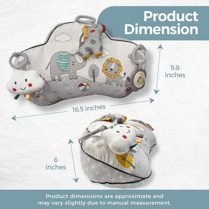 Autumn Bliss Co Tummy Time Activity Toy with 3 Detachable Sensory Toys | Baby Tummy Time Pillow for Infants 0-9 Months | Soft Breathable Tummy time Wedge Pillow with Rattle, Crinkle & Teether Toys