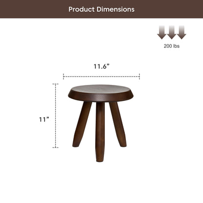 Tabouret Walnut Stool – Handcrafted Hardwood Seating Inspired by Charlotte Perriand, Artisan-Made Small Side Table, Nightstand, Footstool, or Plant Stand – Premium Walnut Finish