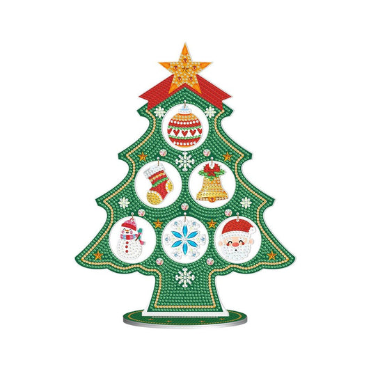 AiYuanzsh Christmas Tree Diamond Art Tabletop Ornament with Christmas Hanging Charms, Acrylic Double-Sided Special Shape Diamond Painting Desktop Decoration Kit, DIY Large Festive Crafts