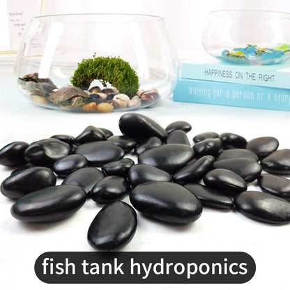 SHIZWU Natural Black River Rocks - 2-3 inch 5LB High Polished Decorative Pebbles, Black Stones for Landscaping, Natural River Rocks for Outdoor Décor, Polished Pebbles for Plants.