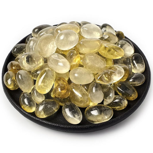 SigMntun Citrine Healing Crystal Stone Set - 24 to 34 pieces, 0.6" Natural & Polished Stones for Healing, Meditation, Reiki, Chakra, Crafting & Decoration