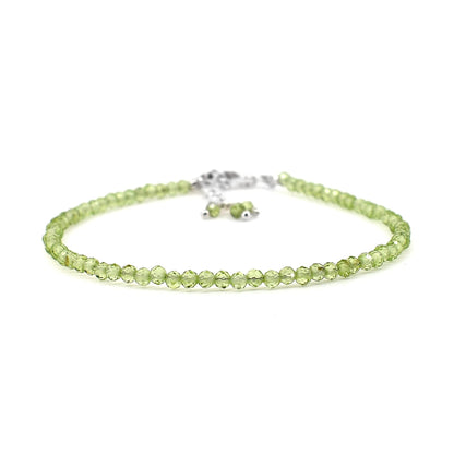 Gempires Peridot Bracelet for Women | Dainty Gemstone Beaded Bracelet 2.5 mm | Handmade Minimalist Stacking Bracelet | Adjustable Lightweight Everyday Jewelry | August Birthstone Gift for Her